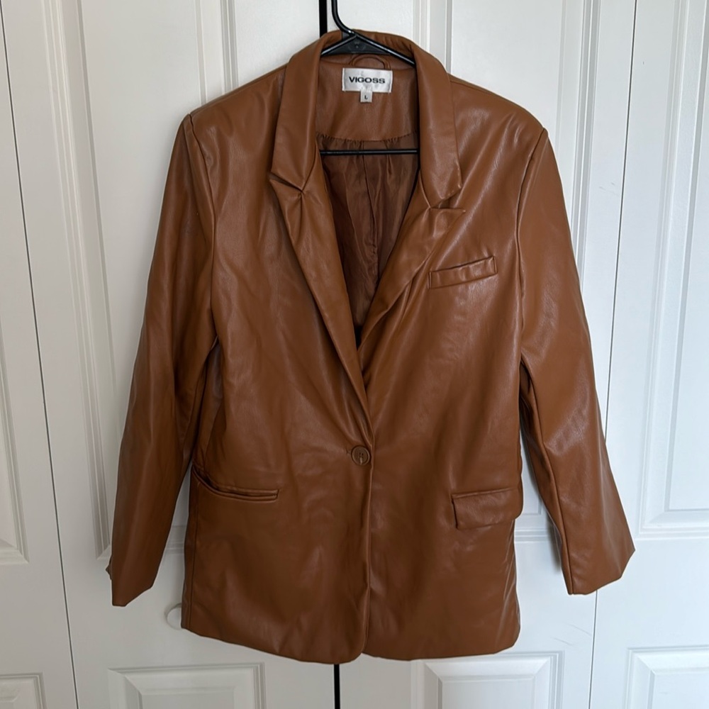 Faux Leather Blazer